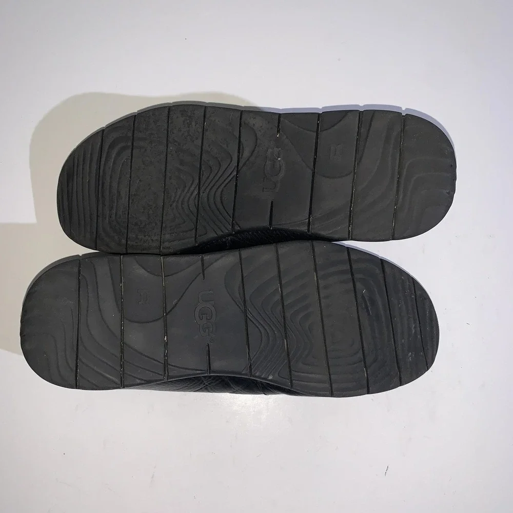 UGG Shoes Mens Size 9 Black Slip On Leather Loafers Comfort Casual 1006718
